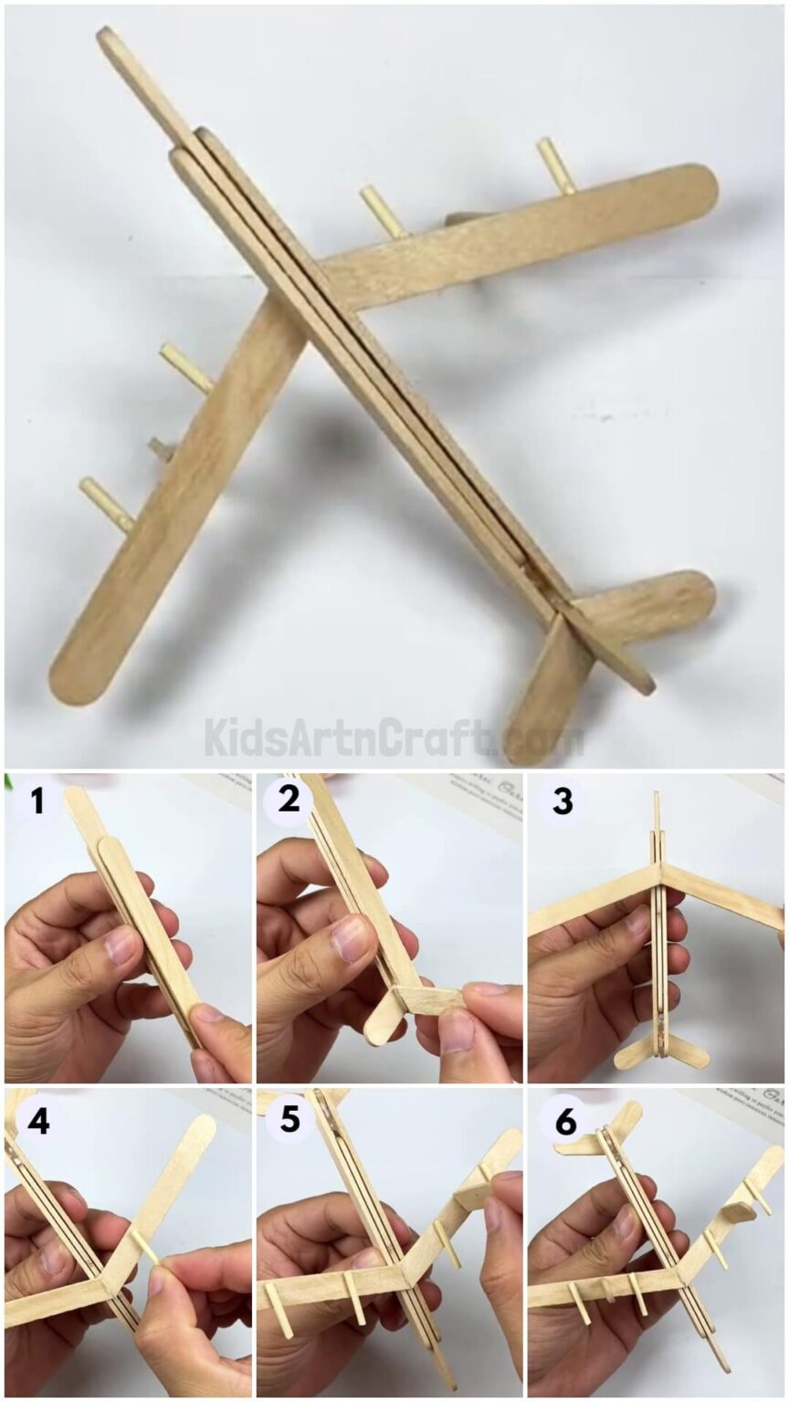 Cool Airplane Popsicle Stick Craft Step-by-step Tutorial For Kids ...