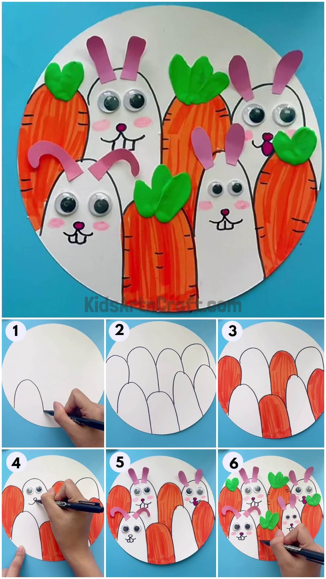 Easy Bunny & Carrot drawing Idea for kids - Kids Art & Craft