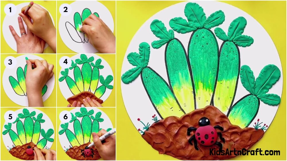 Easy-to-make Cactus Desert Artwork Craft Using Clay