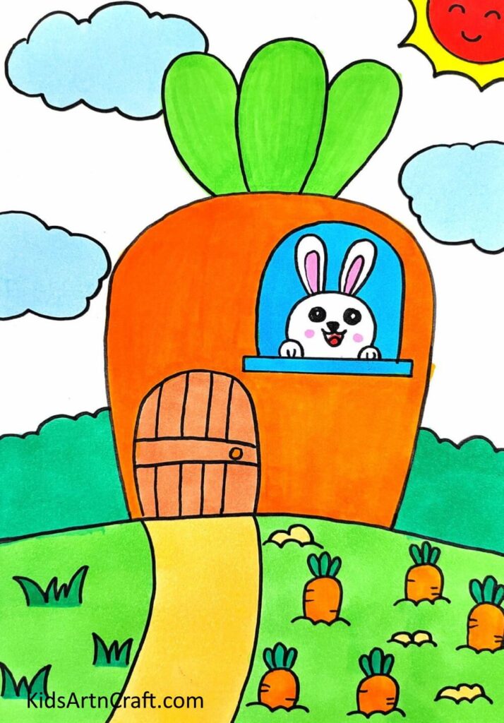 How to Draw a Bunny House Easy Drawing Tutorial - Kids Art & Craft