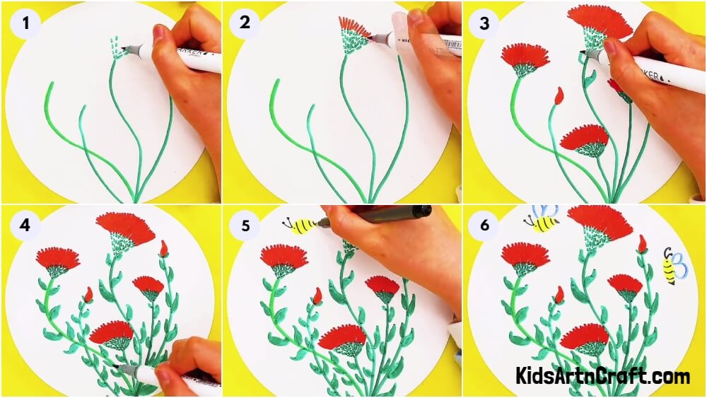 Pretty Poppy Flower Garden Painting Art For Kids